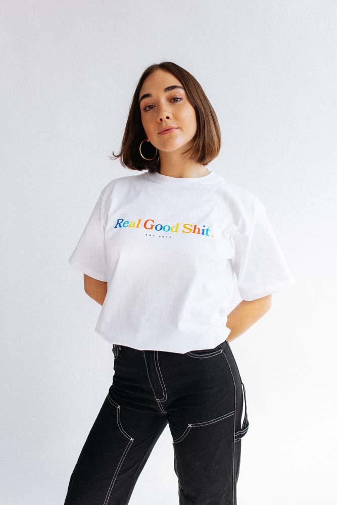 Multi-Color Real Good Shit (White) T-shirt